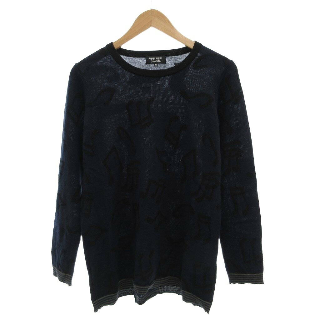 Rakuten - 【中古】ソニア ソニアリキエル SONIA SONIA RYKIEL ニット ウール 46 紺 ネイビー 音符柄 ラウンドネック 長袖 /SC ■ECF005 メンズ 【ベクトル 古着】 260515