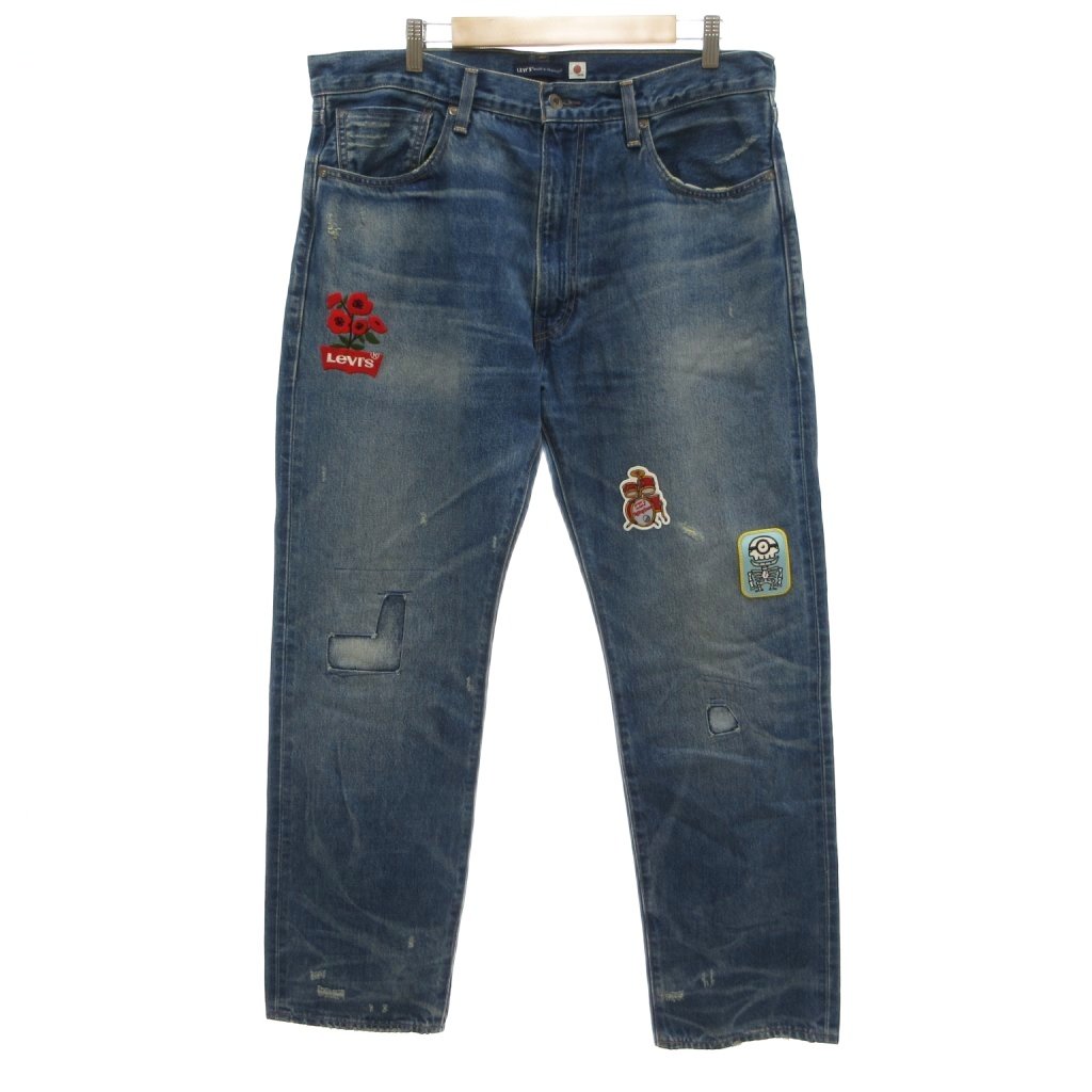 [중고] 리바이스 Levi 's MEDE & CRAFTED 551 데님 팬츠 청바지 W36 L32 지퍼 플라이 데미지 가공 에이징 가공 수리 가공 헝겊 인디고 블루 / KB ■ ECG005 남성 [벡터 헌옷] 260522
