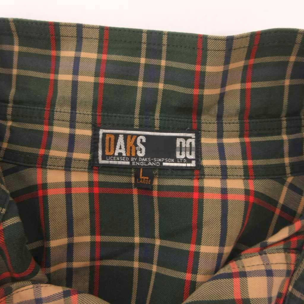【中古】ダックス DAKS ヴィンテージ シャツ L 緑 グリーン ベージュ チェック柄 ...