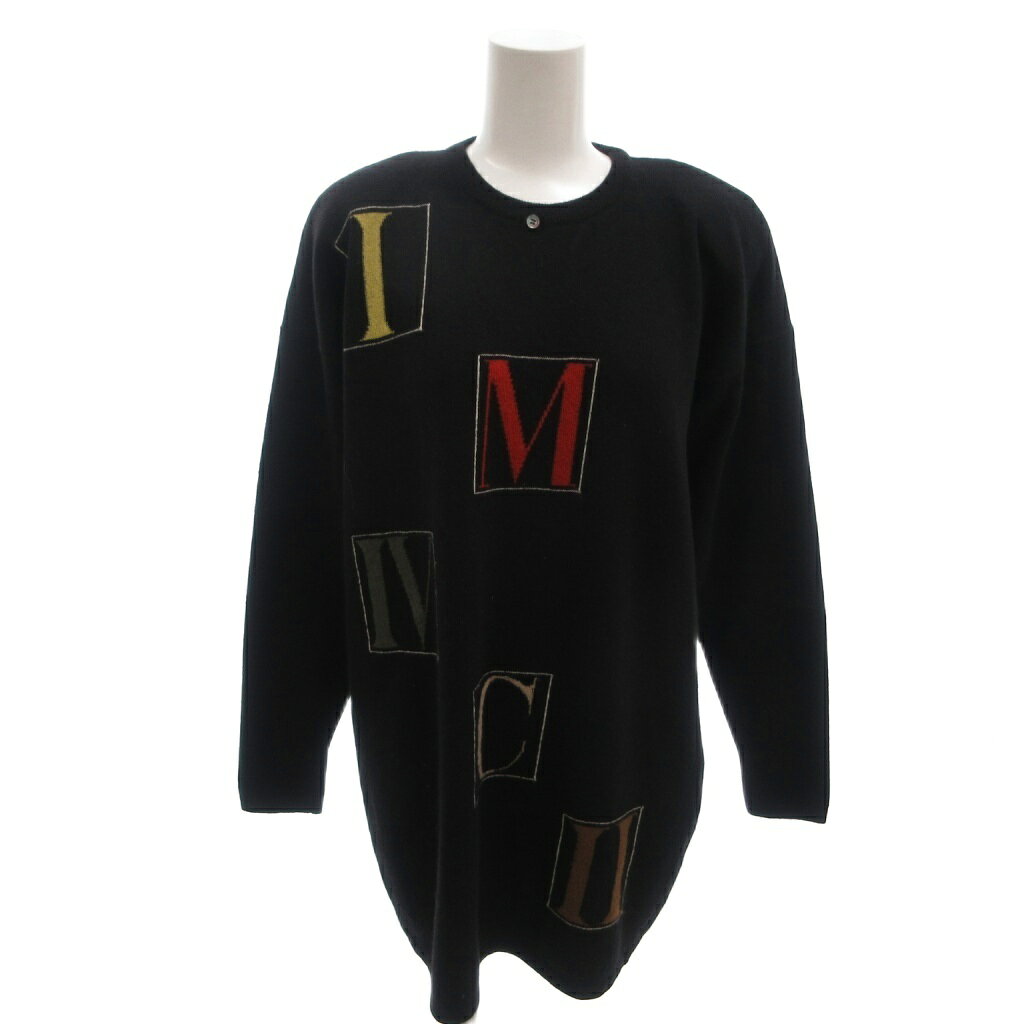 シリン SHIRIN 美品 ニット セーター 黒 ブラック カシミヤ100 クルーネック 長袖 ロゴプリント 飾りボタン /MX レディース  260601