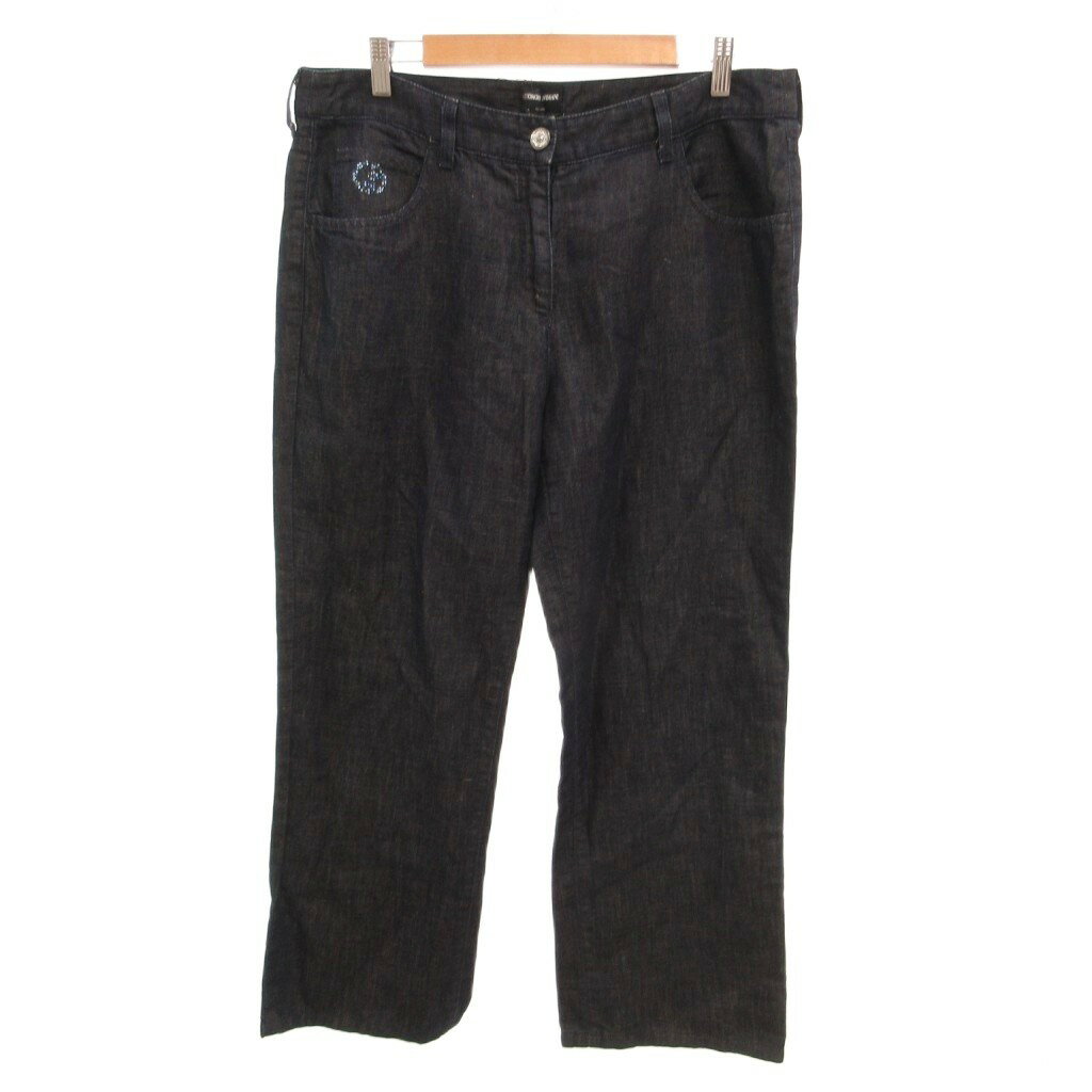 ジョルジオアルマーニ GIORGIO ARMANI ダンガリーパンツ ワイド テーパード アンクル丈 33 インディゴブルー /JS ■ECE006 レディース  260608