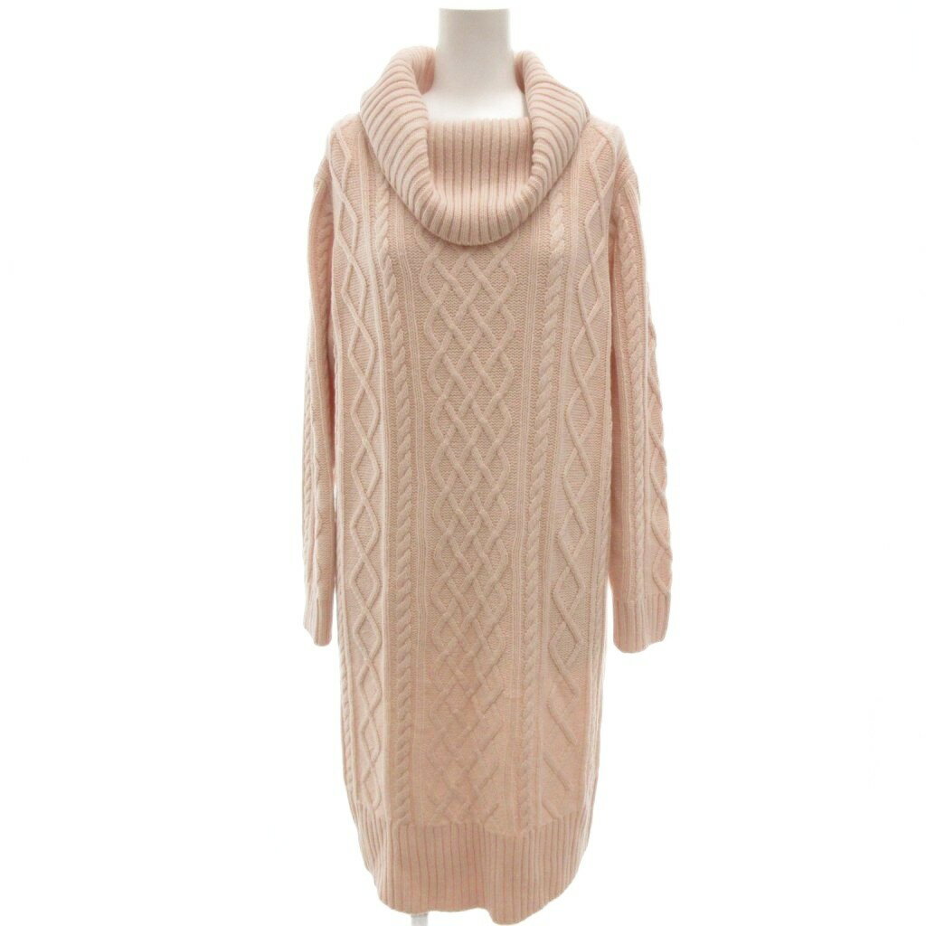 未使用品 パターンフィオナ PATTERN fiona タグ付き ニットワンピース M パステルピンク 桃色 ケーブル編み タートルネック 長袖 /SC ■ECF006 レディース  260616