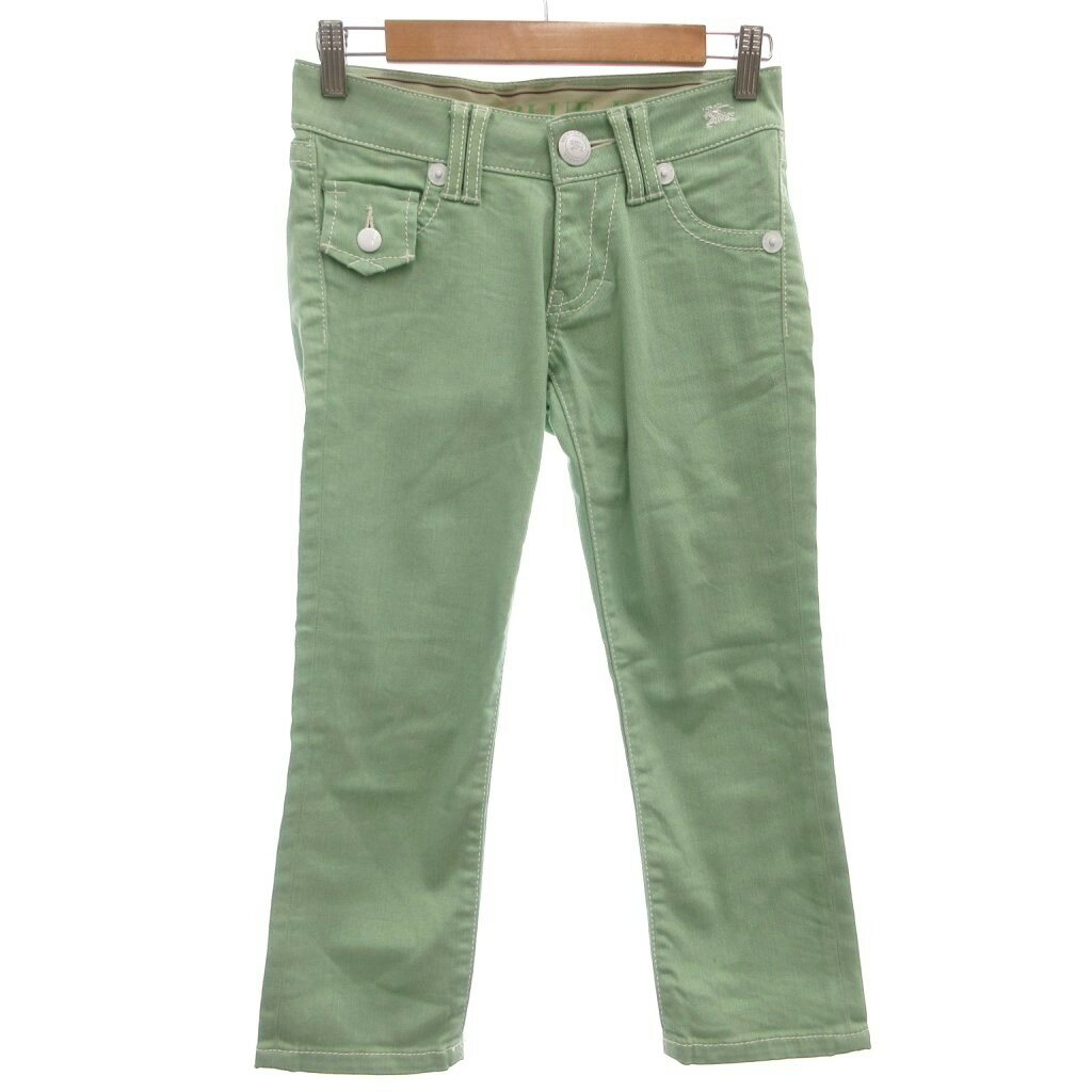 [Used] Burberry Blue Label Cropped Denim Pants Jeans with Horse Logo Embroidery, Stretch, Size 23, Green /GV ■ECG006 Women's [Vector Used Clothing] 260613