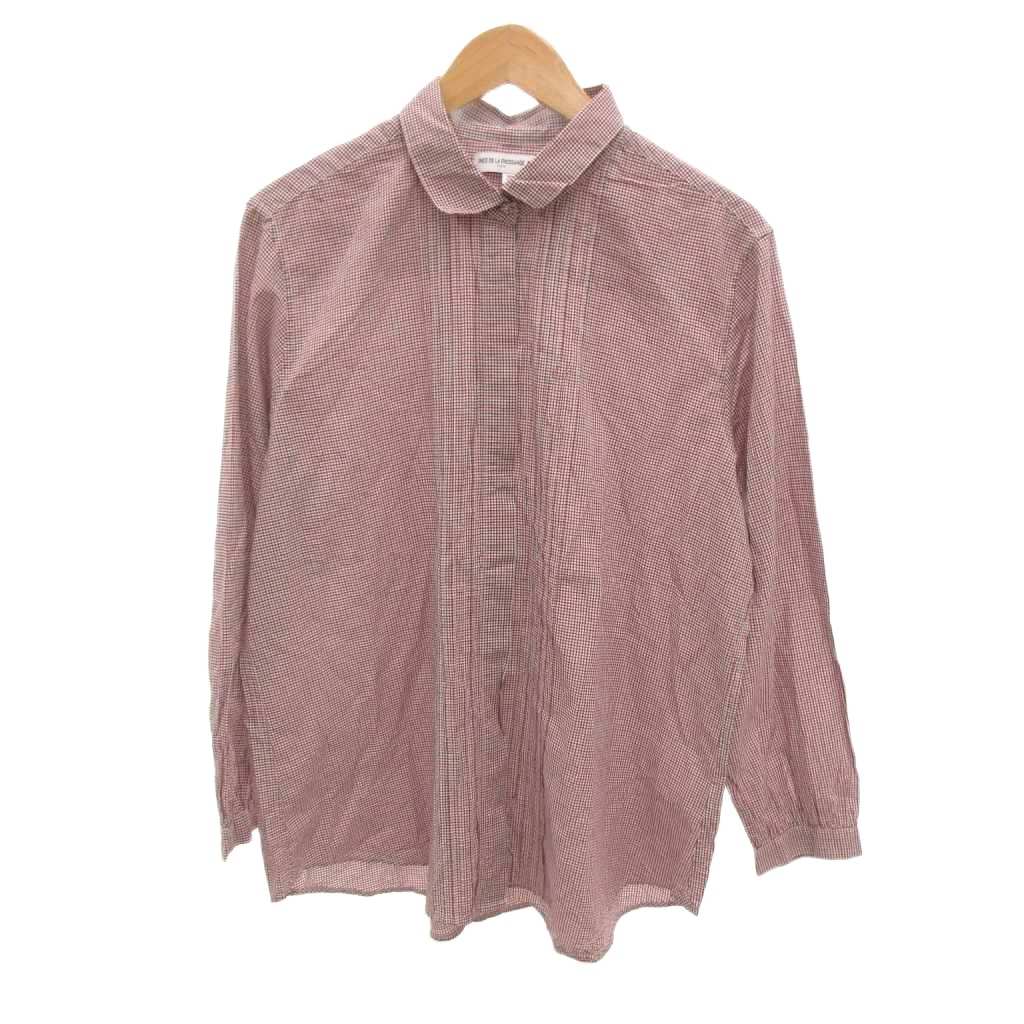 ユニクロ UNIQLO INES DE LA FRESSANGE PARIS 美品 シャツ 3XL 赤 レッド チェック柄 ラウンドカラー 長袖 /IL ■ECF006 メンズ  260621