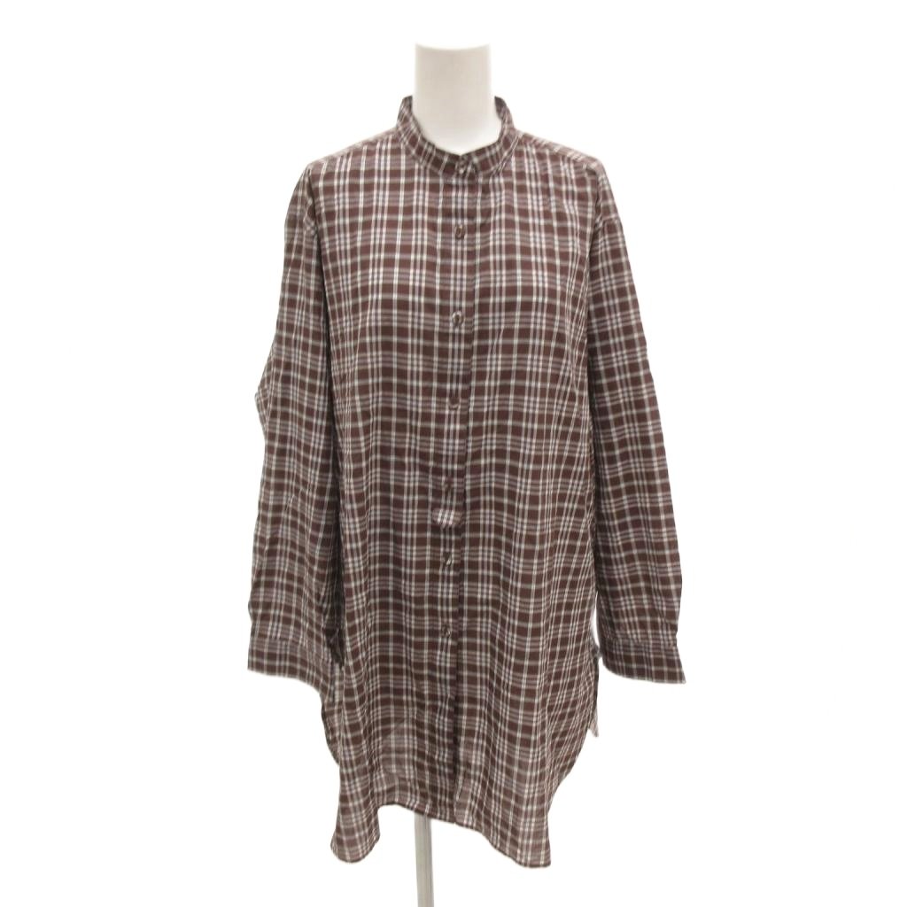 ユニクロ UNIQLO INES DE LA FRESSANGE PARIS 美品 シャツ XXL 茶 ブラウン チェック柄 長袖 /IL ■ECF006 レディース  260621