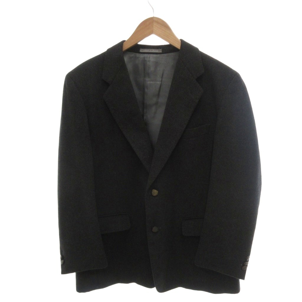 スタンリーブラッカー Stanley Blacker テーラードジャケット カシミヤ シングルブレスト 総裏地 開き見せ ノッチドラペル 黒 ブラック /YF ■ECF006 メンズ  260625