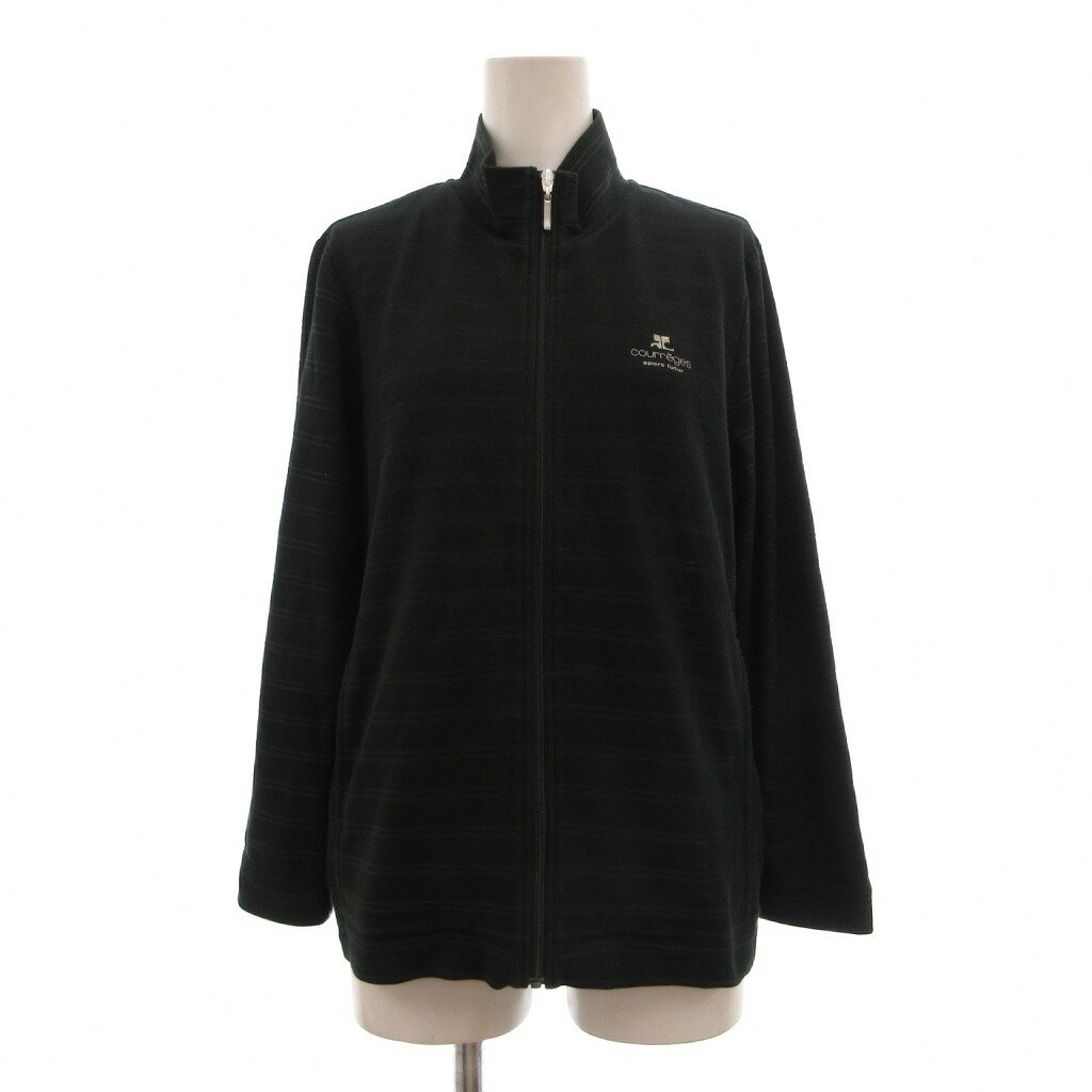 【中古】クレージュ courreges トラックジャケット ハイネック ボーダー柄 ロゴ刺繍 長袖 11 黒 ブラック /SX ■ECG007 レディース 【ベクトル 古着】 260709