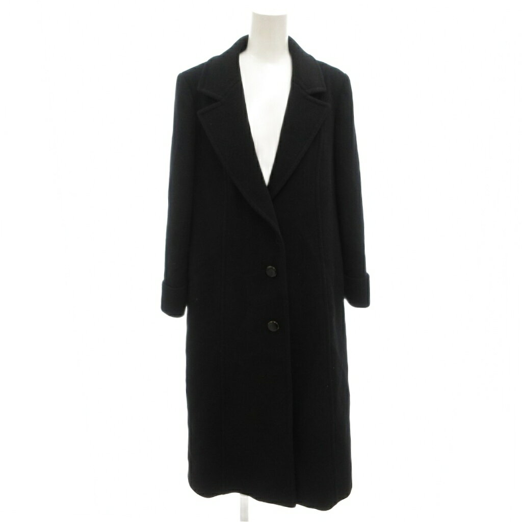 【中古】ラピーヌ LAPINE チェスターコート ロング カシミヤ混 12 黒 ブラック /TQ ■ECF007 レディース 【ベクトル 古着】 260728