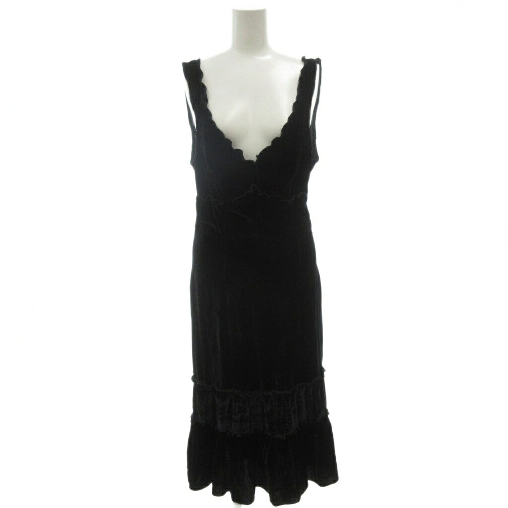 【中古】シスレー SISLEY ワンピース S 黒 ブラック Vネック ノースリーブ ミモレ ロング丈 シルク混 /BJ ■ECF007 レディース 【ベクトル 古着】 260730