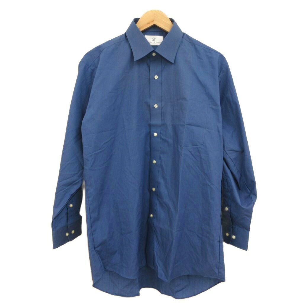 【中古】サブリナヴァレンティノ SABLINA VALENTINO 美品 長袖シャツ レギュラーカラー ボタンダウン 胸ポケット L 青 ブルー /OB ■ECF007 メンズ 【ベクトル 古着】 260805