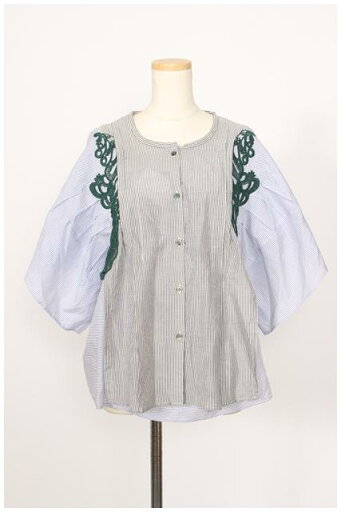 【中古】 ハリカエ HARIKAE 17SS シャツ ブラウス 半袖 ストライプ 刺繍 シルク混 XS 青 ブルー /hn0425 レディース 【ベクトル 古着】 190425 【中古】 ハリカエ HARIKAE 17SS シャツ ブラウス 半袖 ストライプ 刺繍 シルク混 XS 青 ブルー /hn0425 レディース 【ベクトル 古着】 190425