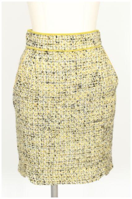 【中古】 アプワイザーリッシェ Apuweiser-riche スカート ツイード ミニ 0 黄 イエロー /☆o0515 レディース 【ベクトル 古着】 190515