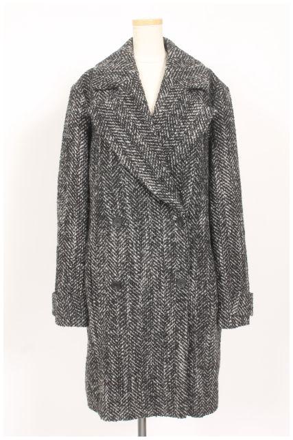 【中古】 ステファネル STEFANEL 16AW コート ダブル ロング ミックスツイード 8 グレー ayy0516 レディース 【ベクトル 古着】 190516