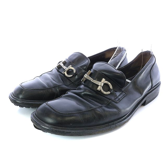【中古】サルヴァトーレフェラガモ Salvatore Ferragamo ガンチーニ ローファー シューズ レザー ヒール 7 25cm 黒 ブラック /HZ38 ■GY..