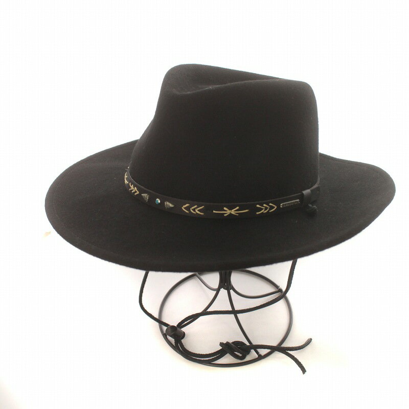 【中古】ステットソン STETSON CRUSHABLE クラッシャブル ウール ウエスタン カウボーイ ハット 帽子 USA製 インディアン 黒 ブラック /IR ■GY11 メンズ 【ベクトル 古着】 240223