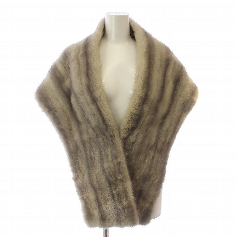 【中古】ファーウエダ FUR UEDA 毛皮 ティペット ショール マフラー サファイアミンクファー グレー /KW ■GY31 レディース 【ベクトル 古着】 240511