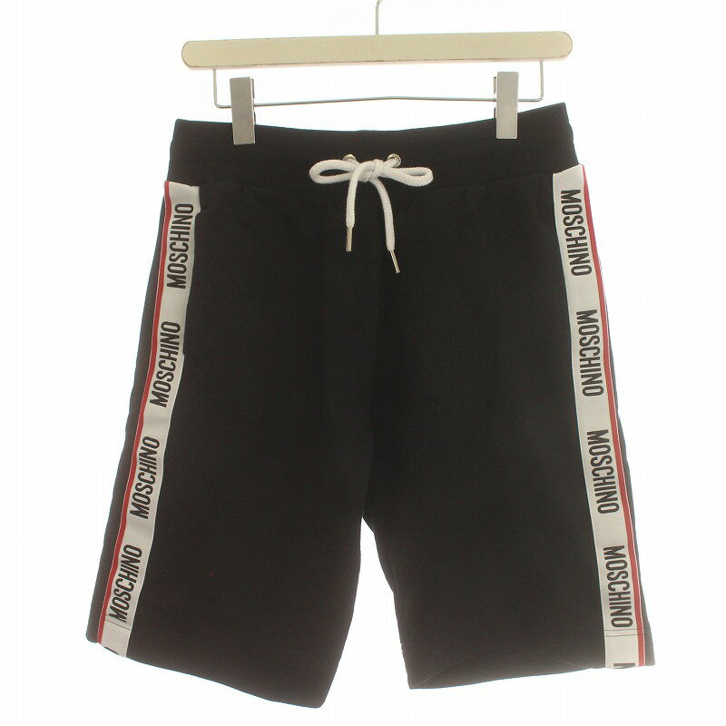 【中古】モスキーノ MOSCHINO UNDERWEAR アンダーウェア ショートパンツ ハーフ ロゴ ライン XS 黒 ブラック A4306 8102 /IR ■GY18 メンズ 【ベクトル 古着】 240515