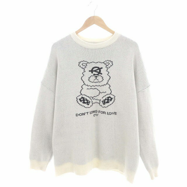 【中古】オーワイ OY ODOLLY KNIT ニット セーター ロゴ 長袖 モヘア混 白 黒 ホワイト ブラック OY21a-10 /ES ■GY31 メンズ 【ベクトル 古着】 240528