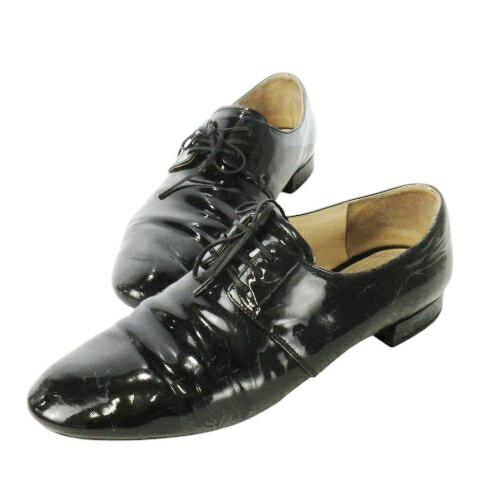 【中古】プラダ PRADA シューズ パテント エナメル レザー 革 レースアップ 35.5 22.5cm 黒 ブラック /CK4 ■GY99 レディース 【ベクトル 古着】 251008
