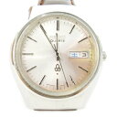 【中古】セイコー SEIKO QUARTZ クォーツ ジャンク品 腕時計 ウォッチ デイデイト 革バンド シルバーカラー 3803-7020 /MN8 ■GY9...
