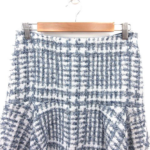 【中古】アドーア ADORE フリルスカート ミニ 総柄 ライン ニット 36 S 紺 ネイビー 白 ホワイト /MS ■GY19 レディース 【ベクトル 古着】 241223