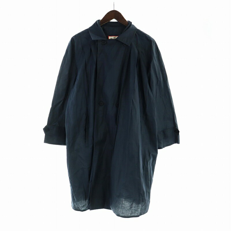 【中古】ヘルノ HERNO スプリングコート ロング 長袖 紺 ダブル ネイビー ■GY18 /MQ メンズ 【ベクトル 古着】 250112