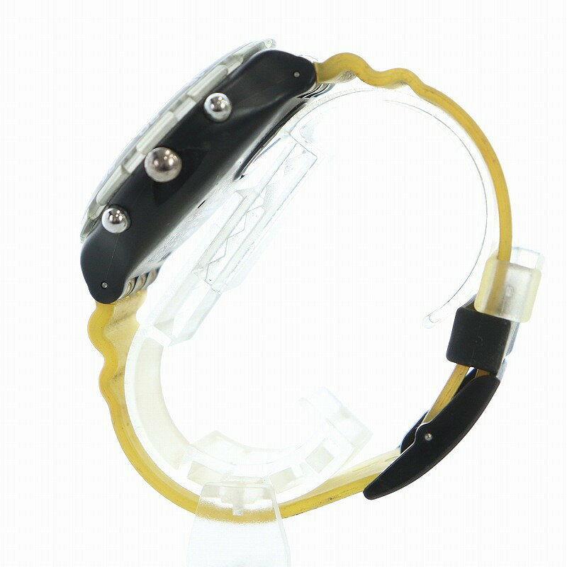 【中古】スウォッチ SWATCH ジャンク品 腕時計 ウォッチ クォーツ クロノグラフ ロゴ 黒 ブラック 黄 イエロー ■GY18 /MQ メンズ 【ベクトル 古着】 250426