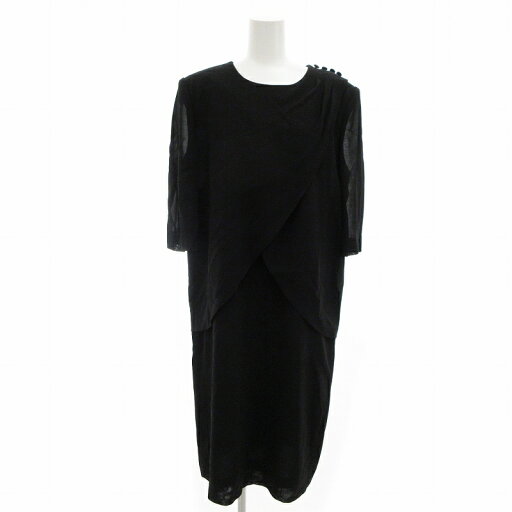 【中古】ニナリッチ NINA RICCI ワンピース ウール 肩ボタン 袖 シアー 七分袖 ロング 13AR 黒 ブラック /VU◇ 0226 レディース 【ベクトル 古着】 250226 【中古】ニナリッチ NINA RICCI ワンピース ウール 肩ボタン 袖 シアー 七分袖 ロング 13AR 黒 ブラック /VU◇ 0226 レディース 【ベクトル 古着】 250226
