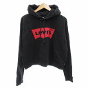【中古】リーバイス Levi's パーカー フーディ ロゴプリント プルオーバー 長袖 M 黒 ブラック /AE レディース 【ベクトル 古着】 250324