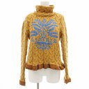 【中古】プライドインターナショナルデザイン PRIDE ケーブルニット セーター タートルネック 刺繍 長袖 38 茶 ブラウン /AE レディース 【ベクトル 古着】 250325