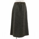 【中古】ヒロココシノ HIROKO KOSHINO ツイードスカート ロング丈 フレア 切替 ウール シルク混 スリット 11 M グレー /FT レディース 【ベクトル 古着】 250327