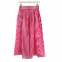 【中古】ユナイテッドアローズ UNITED ARROWS ストライプギャザーフレアスカート マキシ ロング 36 ピンク 青 ブルー 1524-162-5055...