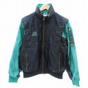 【中古】カッパ kappa sport ナイロンジャケット ウインドブレーカー 切替 ジップアップ 紺 ネイビー 緑 グリーン /UD メンズ 【ベクトル 古着...