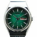 【中古】セイコー SEIKO ジャンク品 腕時計 ウォッチ クォーツ カレンダー付き デイト 緑文字盤 カットガラス シルバー色 2623-0010 ■GY18...
