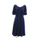 【中古】EMOTIONALL DRESSES エモーショナルドレッシーズ 東京ソワール ドレス ワンピース ロング丈 ミモレ丈 半袖 レース 40 M 紺 ネイ...