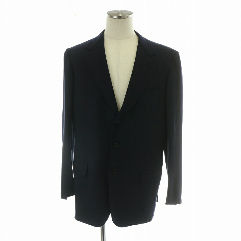 【中古】ブリオーニ BRIONI PALATINO シングルスーツ セットアップ 上下 テーラードジャケット パンツ ジップフライ 背抜き 長袖 ロゴ 50 XL 紺 ネイビー ■GY17 /MQ メンズ 【ベクトル 古着】 250410