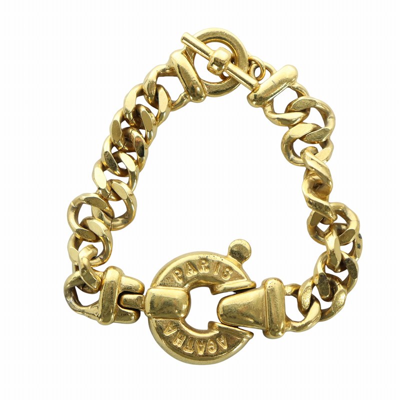 【中古】アガタ AGATHA ブレスレット アクセサリー ロゴ チェーン ゴールド色 ■GY18 /MQ レディース 【ベクトル 古着】 250414