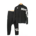 【中古】デサント DESCENTE セットアップ 上下 クアトロセンサージャージ ジャケット アンクルパンツ 裏起毛 ロゴ プリント スポーツ L O LL 黒...