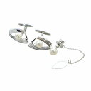 【中古】ミキモト MIKIMOTO カフス タイタック 2点セット ロゴ パール 真珠 シルバー色 ■GY11 /MQ メンズ 【ベクトル 古着】 250418
