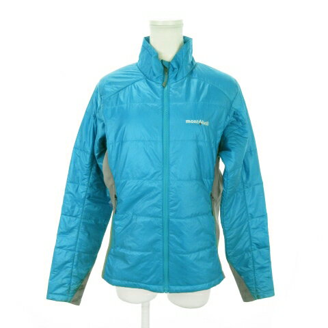 【中古】モンベル Montbell 中綿ジャケット ジップアップ ナイロン 切替 ロゴ刺繍 ポケッタブル 軽量 アウトドア M 青 ブルー /MN15 ■GY18 レディース 【ベクトル 古着】 250423