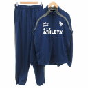 【中古】アスレタ ATHLETA ジャージ セットアップ トラックジャケット イージーパンツ サッカーウェア ロゴ L 紺 ネイビー /GV ■GY35 メンズ...