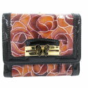 【中古】アナスイ ANNA SUI 三つ折り財布 ウォレット ガマ口 バタフライ エナメル 黒 ブラック 茶 ブラウン /GV ■GY18 レディース 【ベクト...
