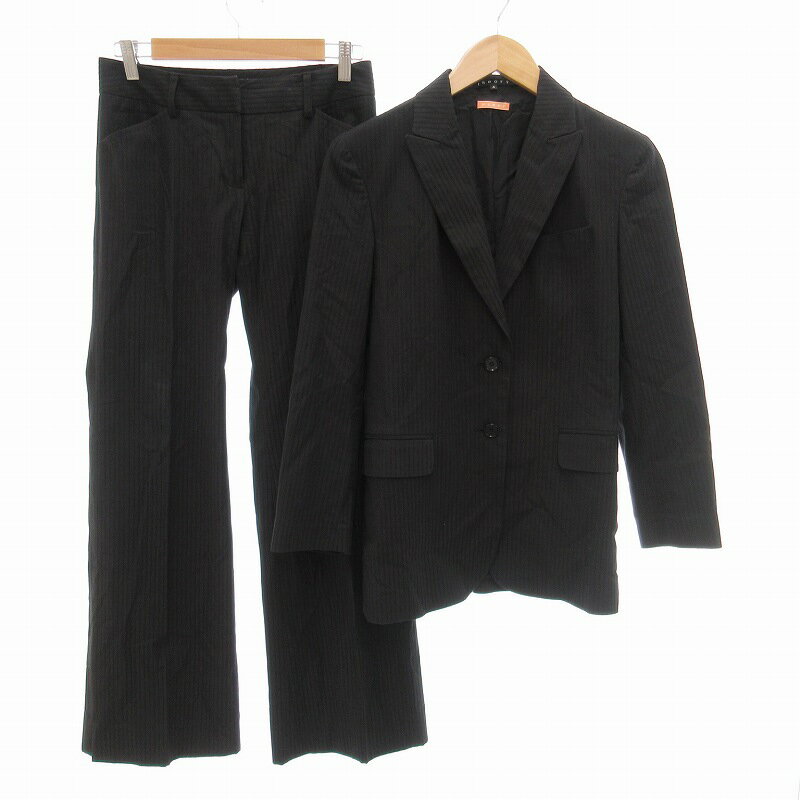 【中古】セオリー Theory スーツ セットアップ テーラードジャケット シングル 総裏地 パンツ 4 2 L M 黒 ブラック /IY ■GY39 レディース 【ベクトル 古着】 250516