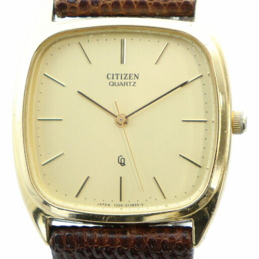 【中古】シチズン CITIZEN 腕時計 ウォッチ クォーツ スクエア レザーベルト ゴールド色 1220-213855-Y ■GY18 /MQ メンズ 【ベクトル 古着】 250617 【中古】シチズン CITIZEN 腕時計 ウォッチ クォーツ スクエア レザーベルト ゴールド色 1220-213855-Y ■GY18 /MQ メンズ 【ベクトル 古着】 250617
