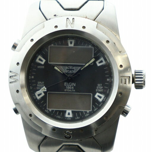 【中古】エルジン ELGIN ジャンク品 腕時計 ウォッチ アナデジ ロゴ 多機能 コンパス ロゴ 黒文字盤 シルバー色 ■GY18 /MQ メンズ 【ベクトル 古着】 250619 【中古】エルジン ELGIN ジャンク品 腕時計 ウォッチ アナデジ ロゴ 多機能 コンパス ロゴ 黒文字盤 シルバー色 ■GY18 /MQ メンズ 【ベクトル 古着】 250619