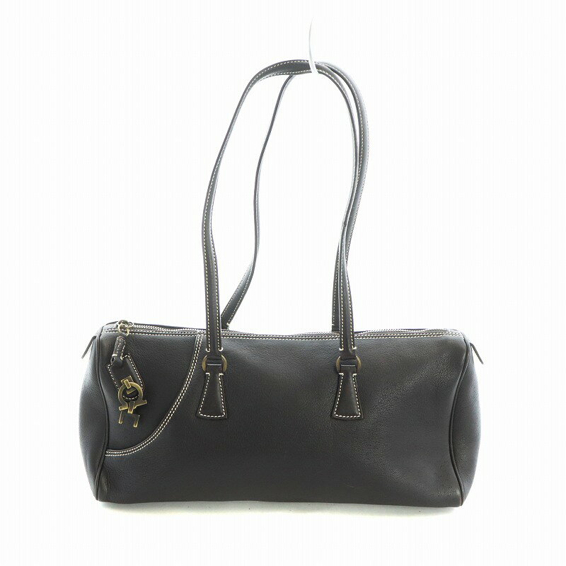 【中古】サルヴァトーレフェラガモ Salvatore Ferragamo ハンドバッグ ボストン レザー ガンチーニ ロゴ 黒 ブラック ■GY18 /MQ レディース 【ベクトル 古着】 250516