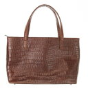 【中古】ハッシュパピー Hush Puppies ハンドバッグ レザー クロコ型押し 内側ロゴ総柄 茶 ブラウン /AO5 ■GY18 レディース 【ベクトル 古着】 250528