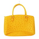 【中古】ノーブランド ハンドバッグ オーストリッチ レザー 本革 黄 イエロー /AH17 ■GY18 レディース 【ベクトル 古着】 250528(4)