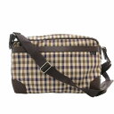 【中古】アクアスキュータム AQUASCUTUM ショルダーバッグ 斜め掛け チェック柄 ナイロン レザー ロゴ ベージュ /FF レディース 【ベクトル 古着】 250530