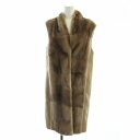 【中古】ノーブランド品 毛皮ベスト ロング ウール カシミヤ混 ミンクファー M 茶 ブラウン ■GY18 /MQ レディース 【ベクトル 古着】 250530(4)